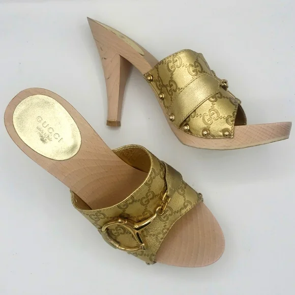 Gucci clog size 9 1/2 NEW COLOR GOLD 100% AUTHENTIC